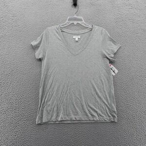 Nordstrom Womens V Neck TShirt Gray Tencel Size Large Modal Blend Knit‎ NEW